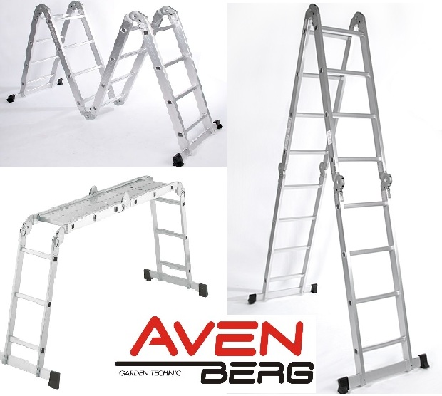 Multifunkční kloubový žebřík + štafle AVENBERG BauWerk 3.73 m