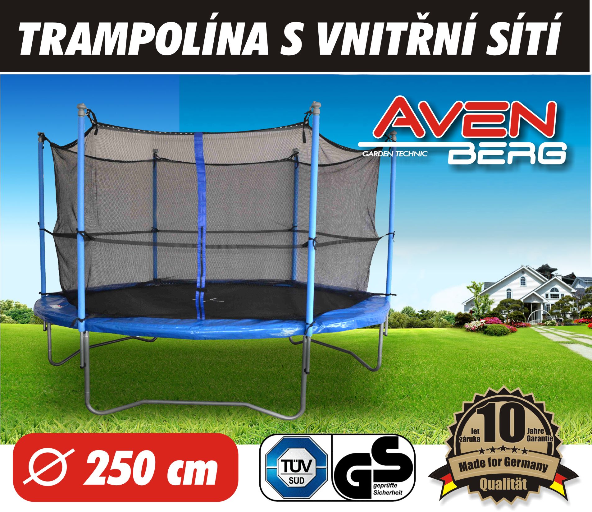 Trampolína s vnitřní sítí AVENBERG JUMPER 250 cm