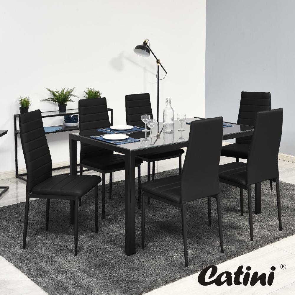 Velký jídelní set 6x židle + stůl Catini MONET - Černá
