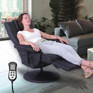 Polohovatelné masážní relaxační televizní křeslo GULLIVER - ČERNÁ